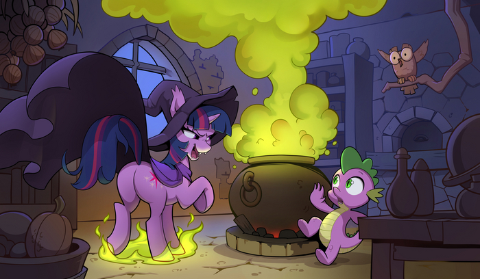    .  ! My Little Pony, Twilight Sparkle, Spike, Owlowiscious