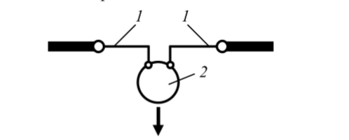 1. Провода. 2. Шарик из олова и свинца, падающий при расплавлении от большого тока.