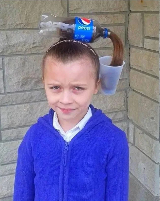 Dad is a genius - Humor, Long hair, Прическа, Girl, Repeat, Pepsi, Children