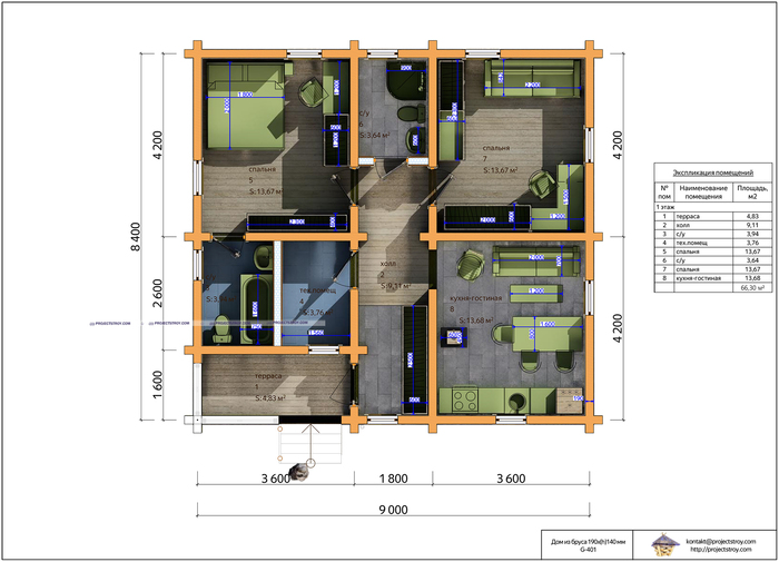 план дома из бруса