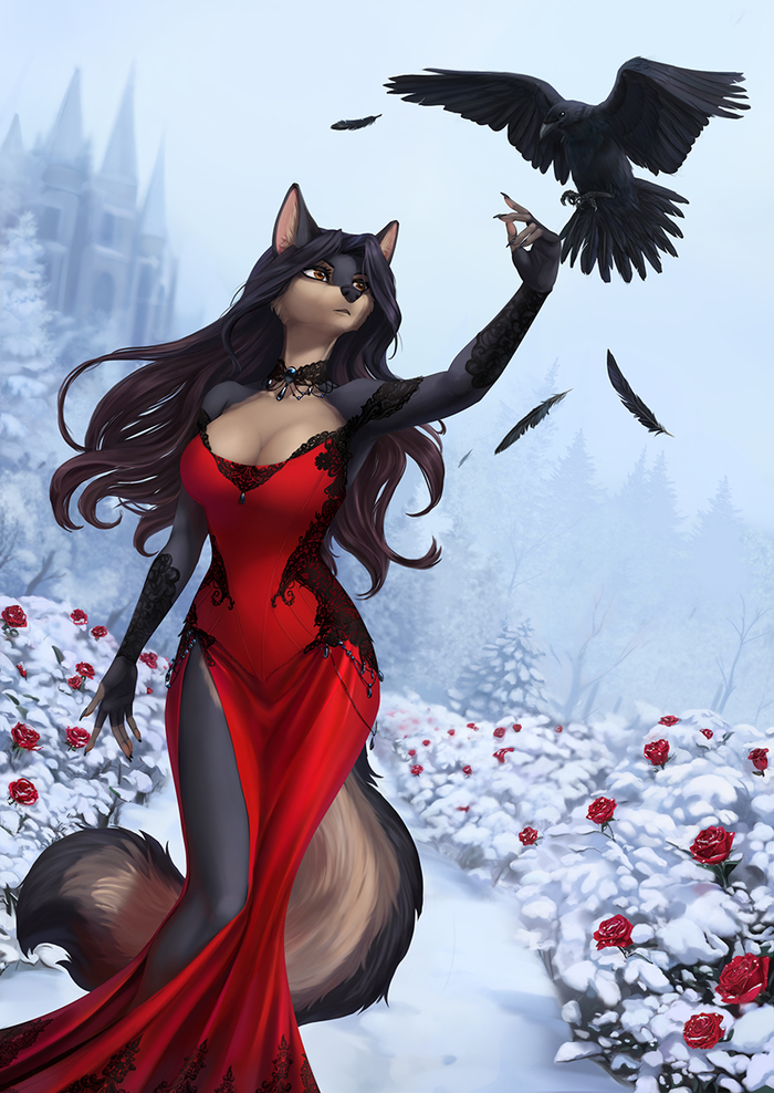 Winter rose , , , Furry wolf, Furry fennec, Furry Fox, Elvofirida, 