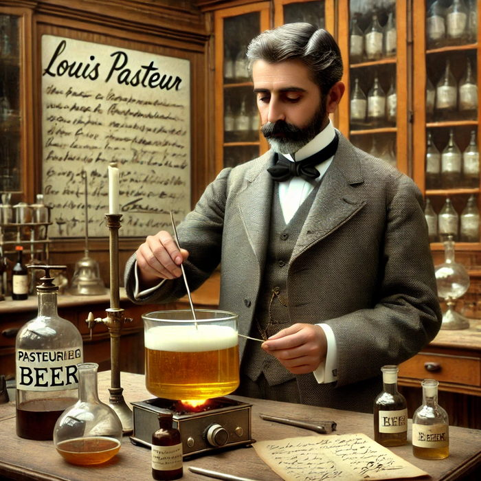 Луи Пастер лично пастеризует пиво. Поговаривают, что именно так это все и выглядело.