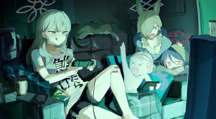     , Anime Art, , , Blue Archive, Ogata Kanna, Nemugaki Fubuki, Animal Ears, Sensei (Blue Archive),  , , Konoka (Blue Archive), , 