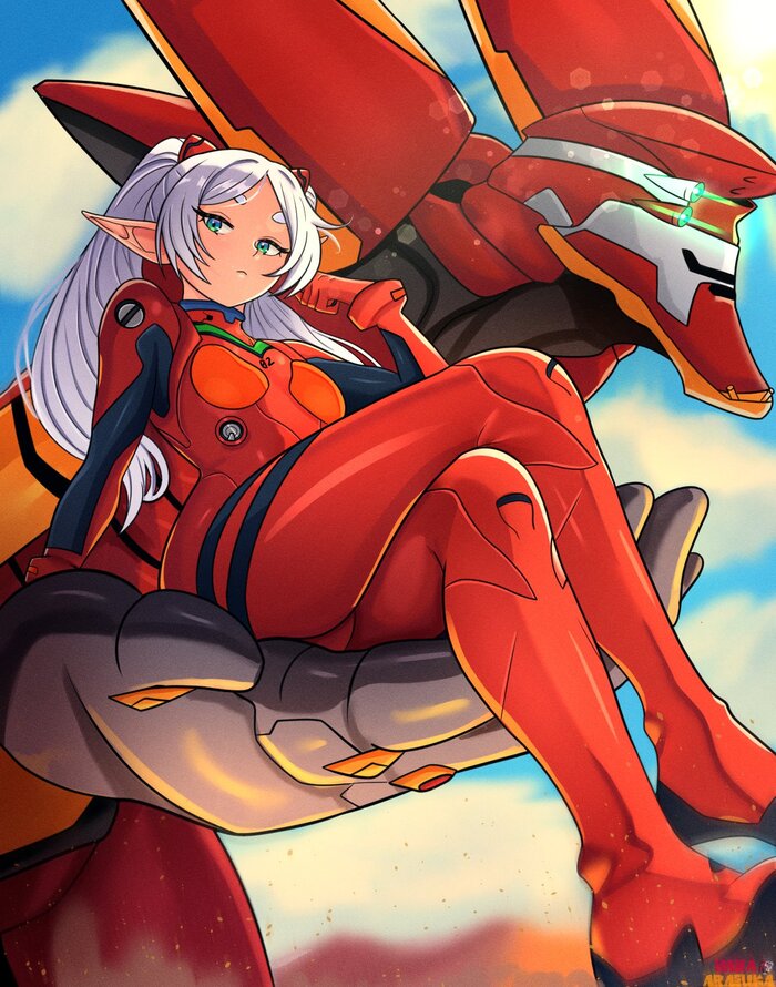   , Anime Art, Frieren, Sousou no Frieren, Asuka Langley, Evangelion, 