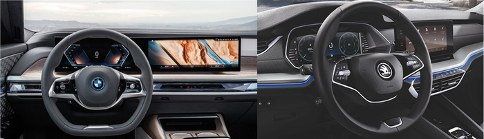 Слева руль BMW, справа Skoda.