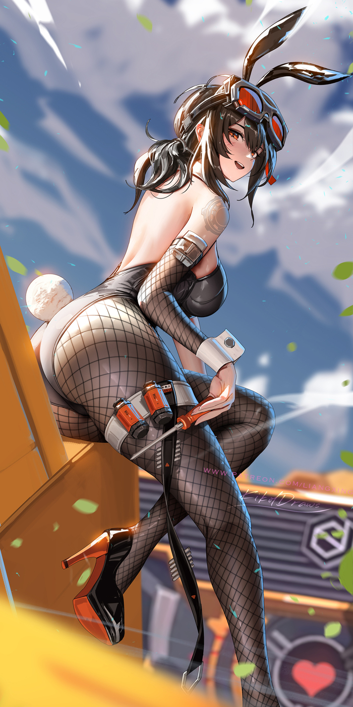 Grace Anime Art, , Zenless Zone Zero, Grace Howard (zzz), Bunnysuit, Bunny Ears, Liang Xing
