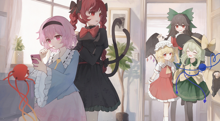  Touhou, Komeiji Satori, Kaenbyou Rin, Komeiji Koishi, Flandre Scarlet, Reiuji Utsuho, Anime Art, Game Art, , 