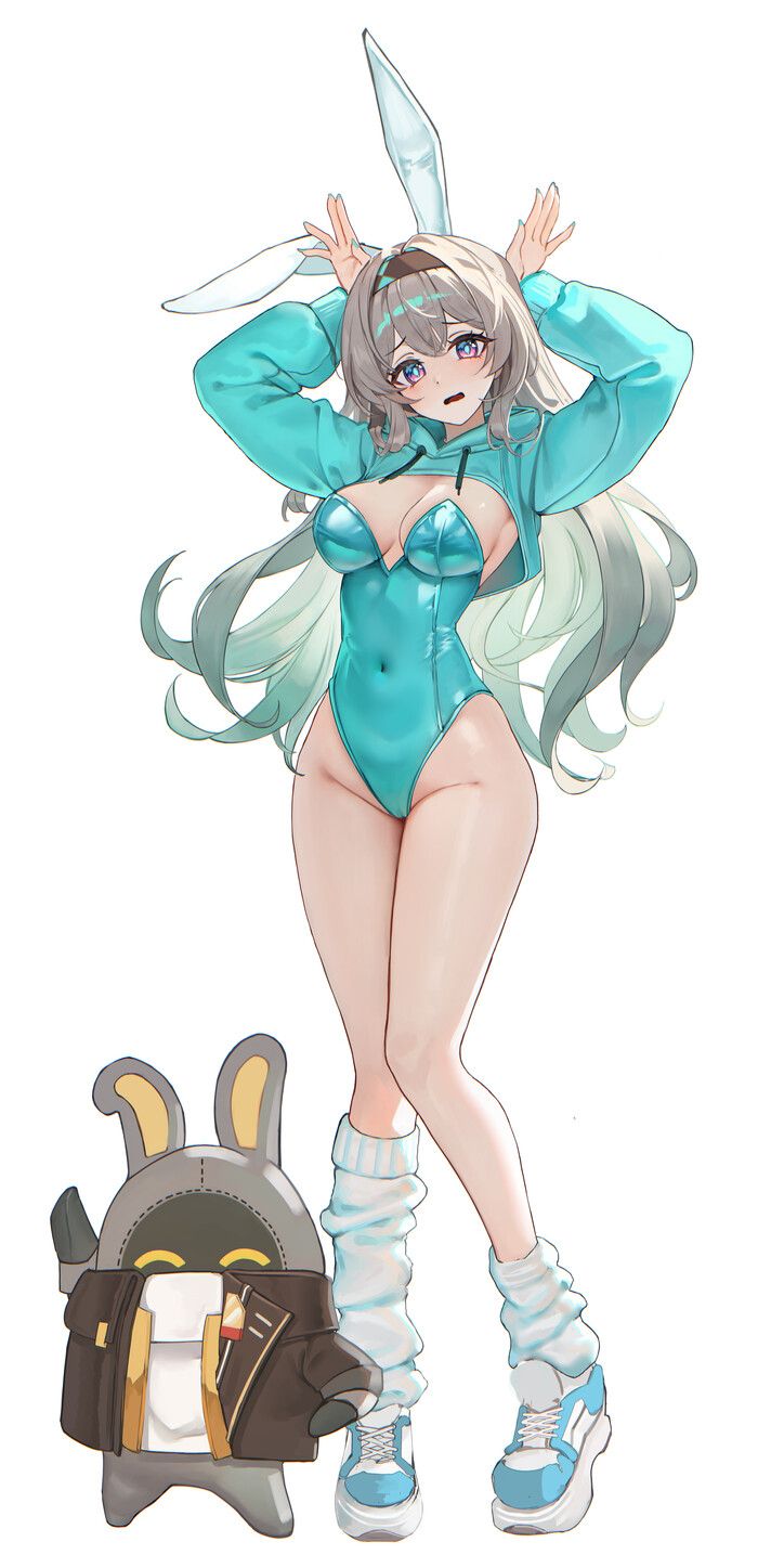Firefly #005 , Anime Art, Honkai: Star Rail, Zenless Zone Zero, Firefly (Honkai: Star Rail), ,  , , One-piece swimsuit, , , ,  , Bunnysuit