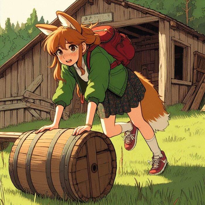 Бочка Арты нейросетей, Аниме, Anime Art, Арт, Нейронные сети, Девушки, Кицунэ, Animal Ears, Хвост, Рыжие, Веснушки, Велосипед, Велопрогулка, Весна, Природа, Заброшенное, Ginger & White, Длиннопост
