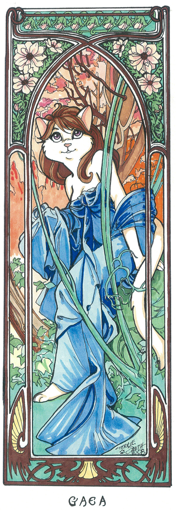   Deer Nouveau , , Furry Cat, Furry Fox, Furry deer, Furry rabbit, Furry jackal, Art Nouveau,   , 