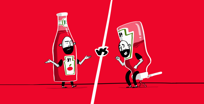 Слева - UI интерпретация кетчупа, а справа - UX