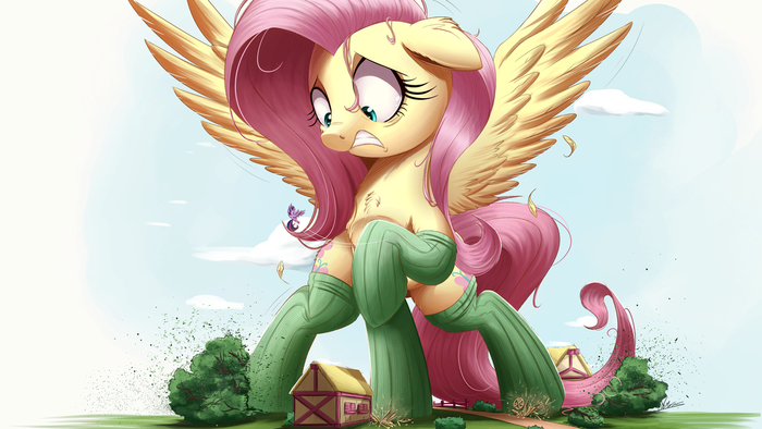   My Little Pony, Ponyart, Twilight Sparkle, Fluttershy, Ncmares, Giant Pony