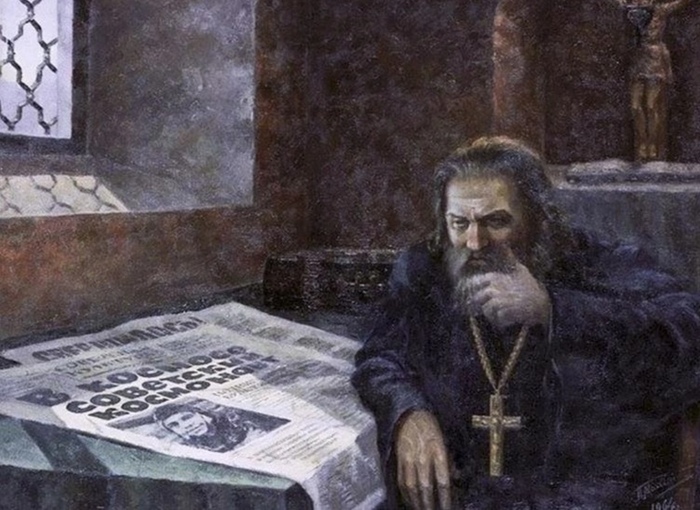 Картина СОВЕТСКОГО художника Петра Михайлова "Раздумье"