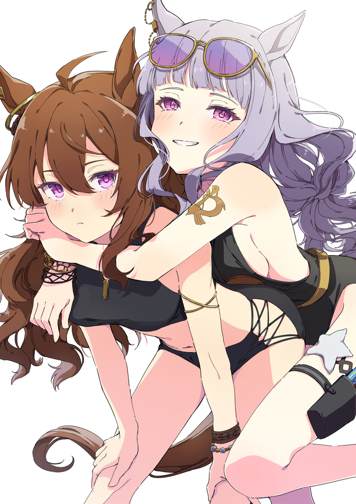 Nakayama Festa & Gold Ship , Anime Art, Uma Musume Pretty Derby, Gold ship, Animal Ears, 