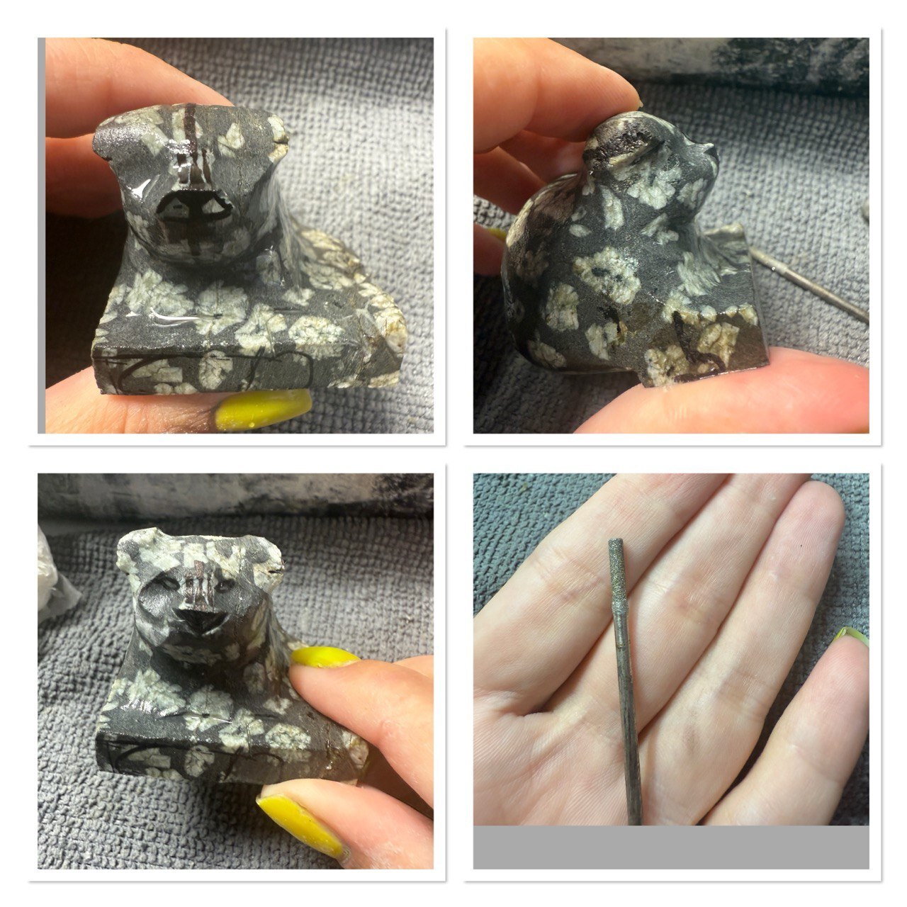 Manul from diorite porphyry - My, Needlework with process, Needlework, With your own hands, Stone carving, Pallas' cat, Hobby, Longpost