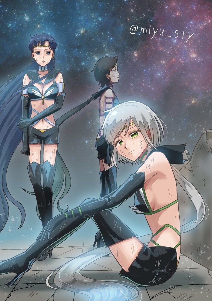 Sailor Starlights , , Anime Art, Sailor Moon, Sailor Star Healer, Sailor Star Maker, Sailor Star Fighter