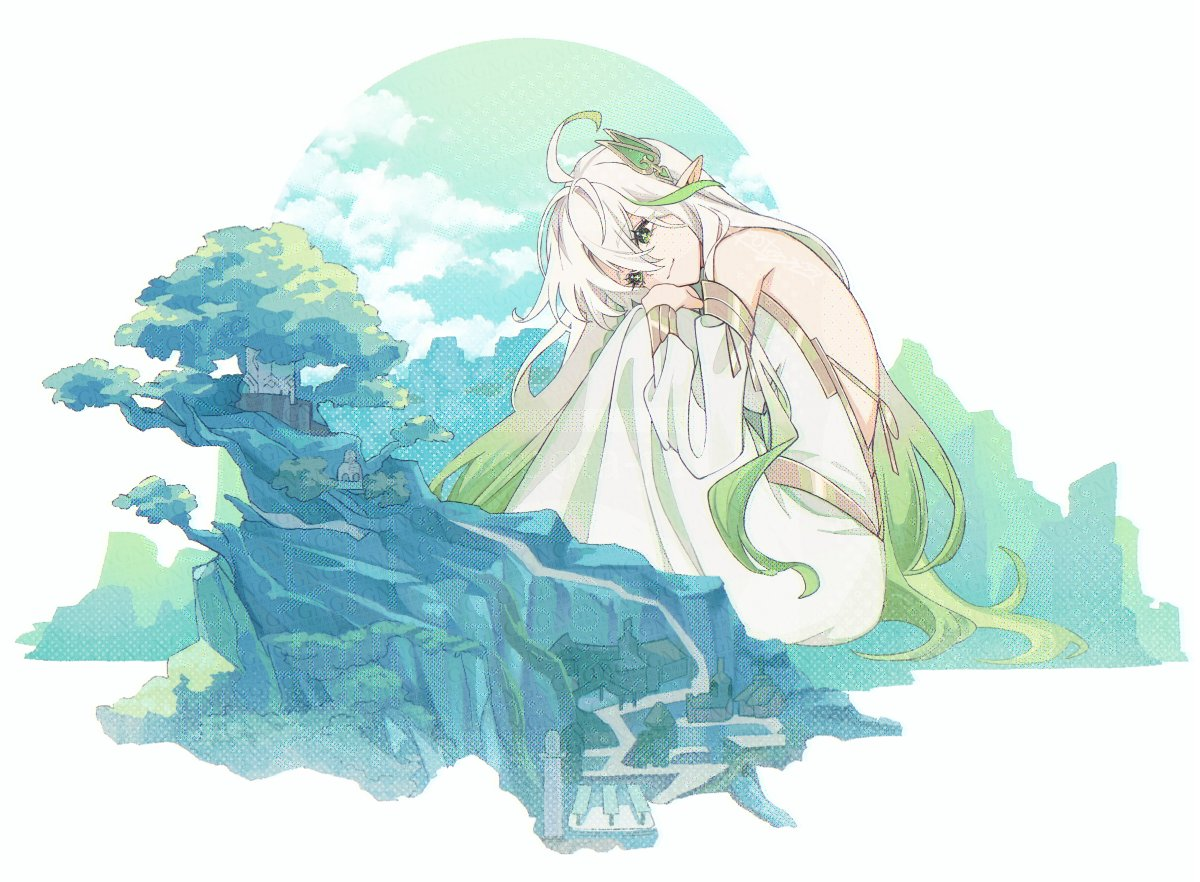 Observing - Anime art, Genshin impact, Rukkhadevata, Nature, Giantess