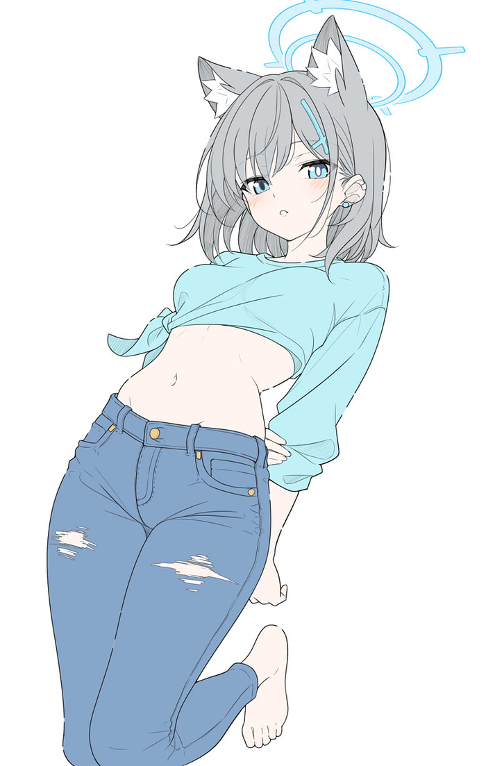  Blue Archive, Sunaookami Shiroko, , , , , Anime Art, T1kosewad, Animal Ears