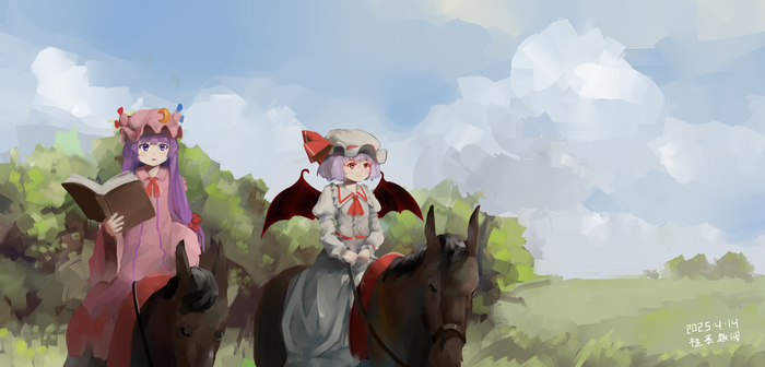   Touhou, Remilia Scarlet, Patchouli Knowledge, Anime Art, Game Art, , ,  