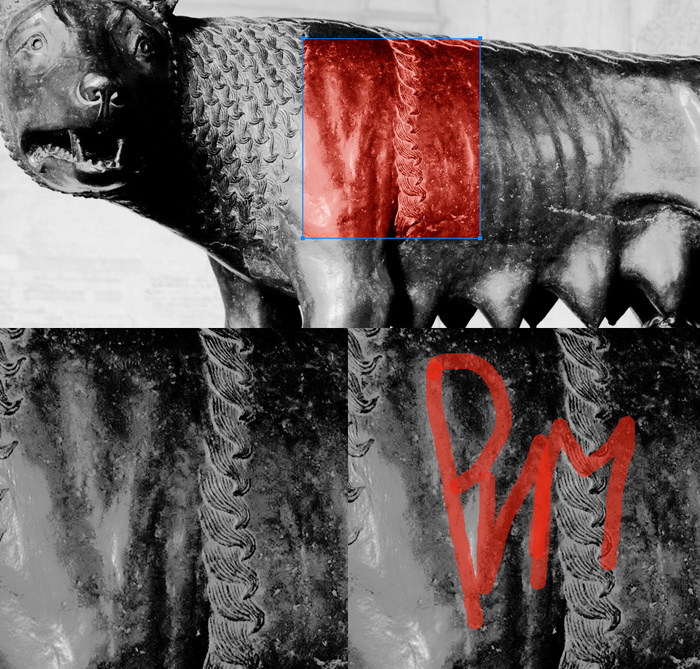 Слово "Рим " на Капитолийской волчице.