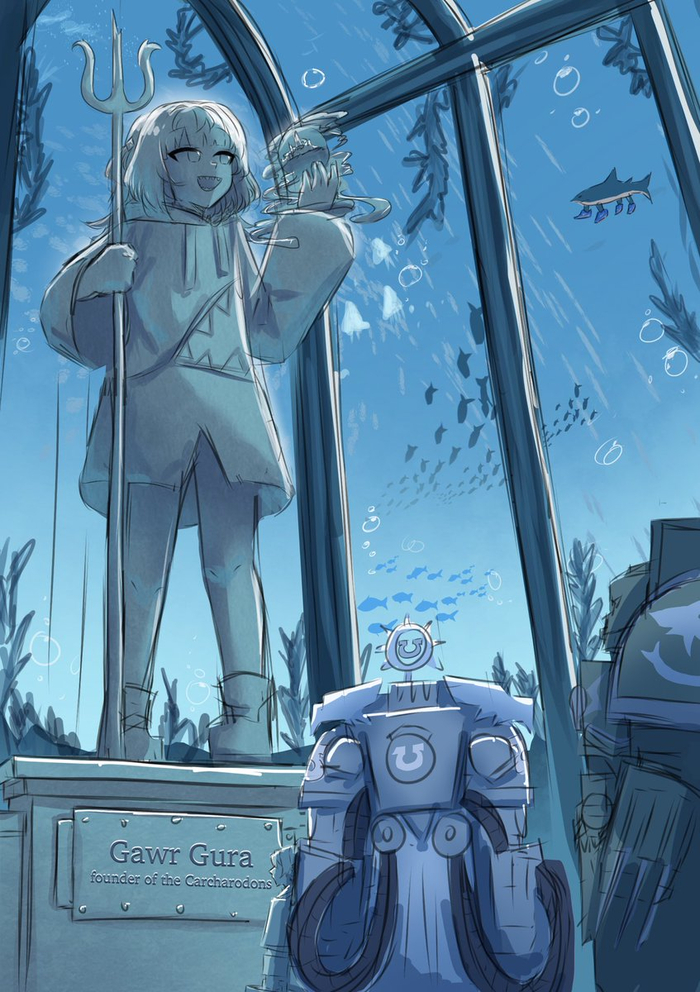  Warhammer 40k, Wh humor, Wh Art, Wh Other, Ultramarines, Carcharodons, Gawr Gura, Hololive, Burlyswing, Adeptus Astartes, Frieren