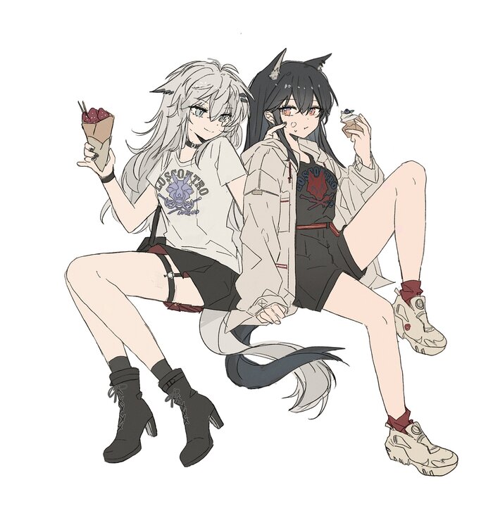    Anime Art, , Texas (Arknights), Lappland, Arknights, Seri (vyrlw), Animal Ears
