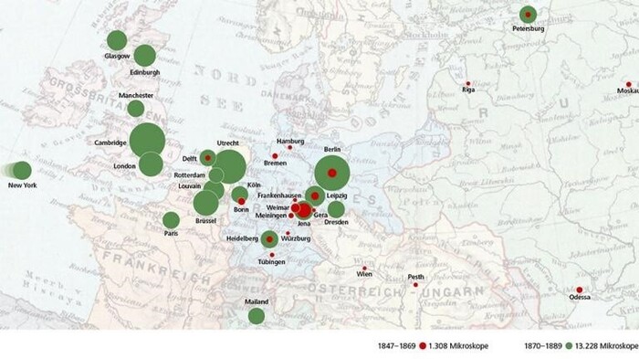 Микроскопы для науки. 20 основных пунктов доставки с 1847 по 1889 год. Архив ЦЕЙССА BACZ 7710-7713. (Фото: Карта Европы 1890 года, Источник: GEI-Digital: <!--noindex--><a href="https://pikabu.ru/story/kreativnyiy_gorod_yeffektyi_universitetskikh_gorodov_12666501?u=http%3A%2F%2Fgei-digital.gei.de%2Fviewer%2Fresolver%3Furn%3Durn%253Anbn%253Ade%253A0220-gd-9923482&t=http%3A%2F%2Fgei-digital.gei.de%2Fviewer%2Fresolver%3Furn%3Durn%253Anbn%253Ade...&h=ea019574aabd4e1a1b79b41db0531fb0d67676f6" title="http://gei-digital.gei.de/viewer/resolver?urn=urn%3Anbn%3Ade%3A0220-gd-9923482" target="_blank" rel="nofollow noopener">http://gei-digital.gei.de/viewer/resolver?urn=urn%3Anbn%3Ade...</a><!--/noindex-->)