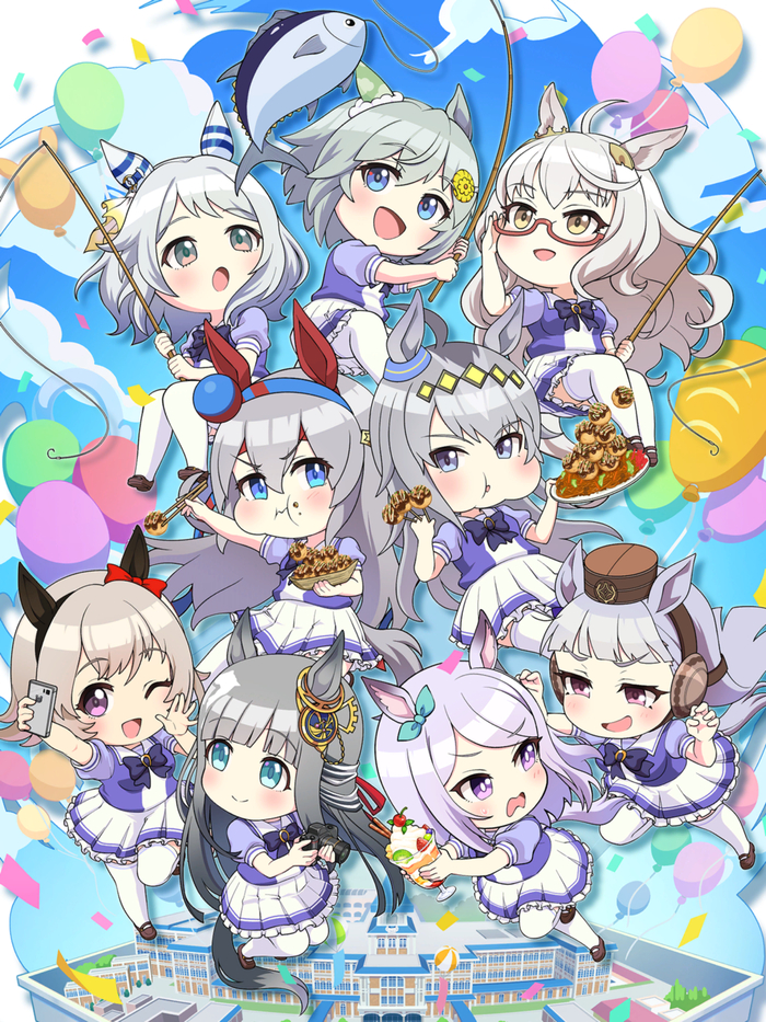  -   Umayuru: Pretty Gray , Anime Art, Uma Musume Pretty Derby, Hishi Miracle (umamusume), Seiun Sky, Biwa Hayahide, Tamamo Cross, Oguri Cap, Curren Chan, Chrono Genesis, Mejiro McQueen, Gold ship, Animal Ears, , 