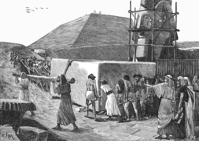 Изображающая процесс строительства египетских пирамид