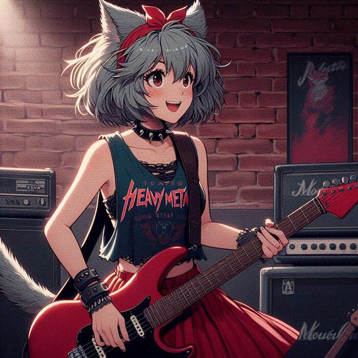 Rox Fox и муки творчества Арты нейросетей, Аниме, Anime Art, Нейронные сети, Арт, Девушки, Кицунэ, Animal Ears, Хвост, Рок, Metal, Гитара, Ginger & White, Длиннопост