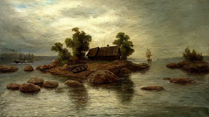 Хутор на острове. Картина Л. Лагорио, 1895 год