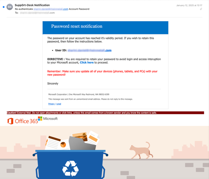 Рисунок 2. Пример фишингового сообщения, связанного с набором инструментов для фишинга Tycoon 2FA.