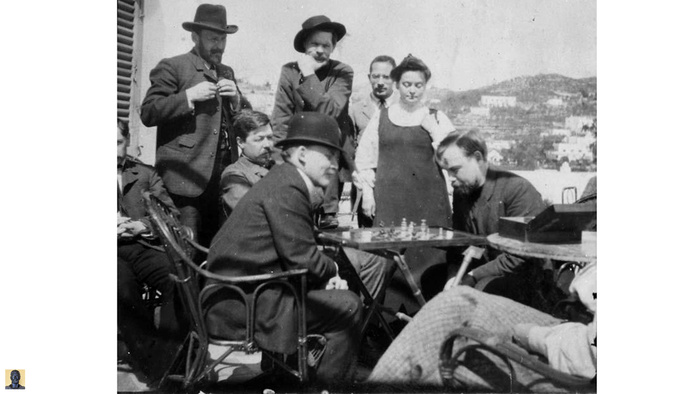 В.И.Ленин и М. Горький в Италии