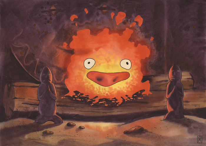 Акварель Миджелло, хлопок Баохонг 38х53см, линеры. 2024