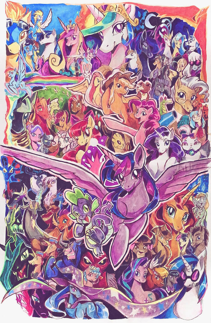   My Little Pony, Ponyart, Twilight Sparkle, Pinkie Pie, Princess Luna, Princess Celestia, Applejack, Rainbow Dash, Starlight Glimmer, Rarity, Trixie, Queen Chrysalis, , 