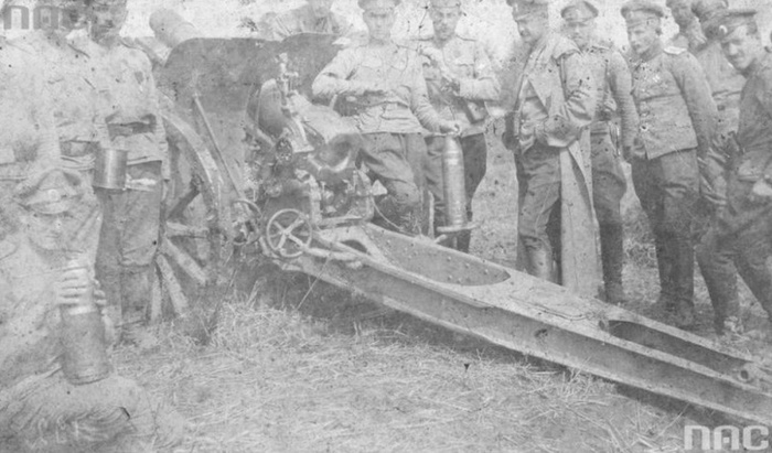 Гаубица обр. 1909 г. на фронте