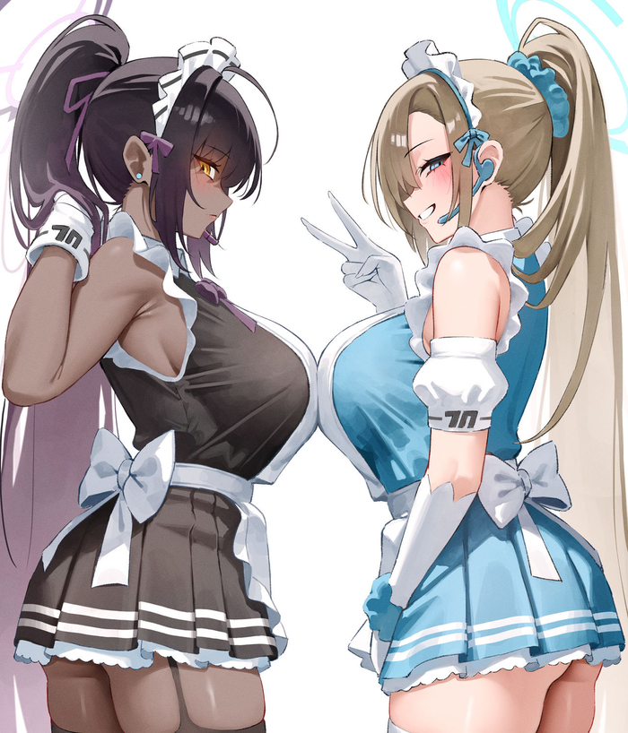 Kakudate Karin VS Ichinose Asuna , , Anime Art, Blue Archive, Kakudate Karin, Ichinose Asuna, ,  , , ,  , , 