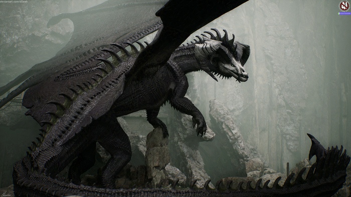 Adult Black Dragon DnD DnD 5, Dungeons & Dragons, , Ue5, Unreal Engine, Autodesk Maya, Zbrush, Substance painter, , Marmoset Toolbag,   , RPG,  , 
