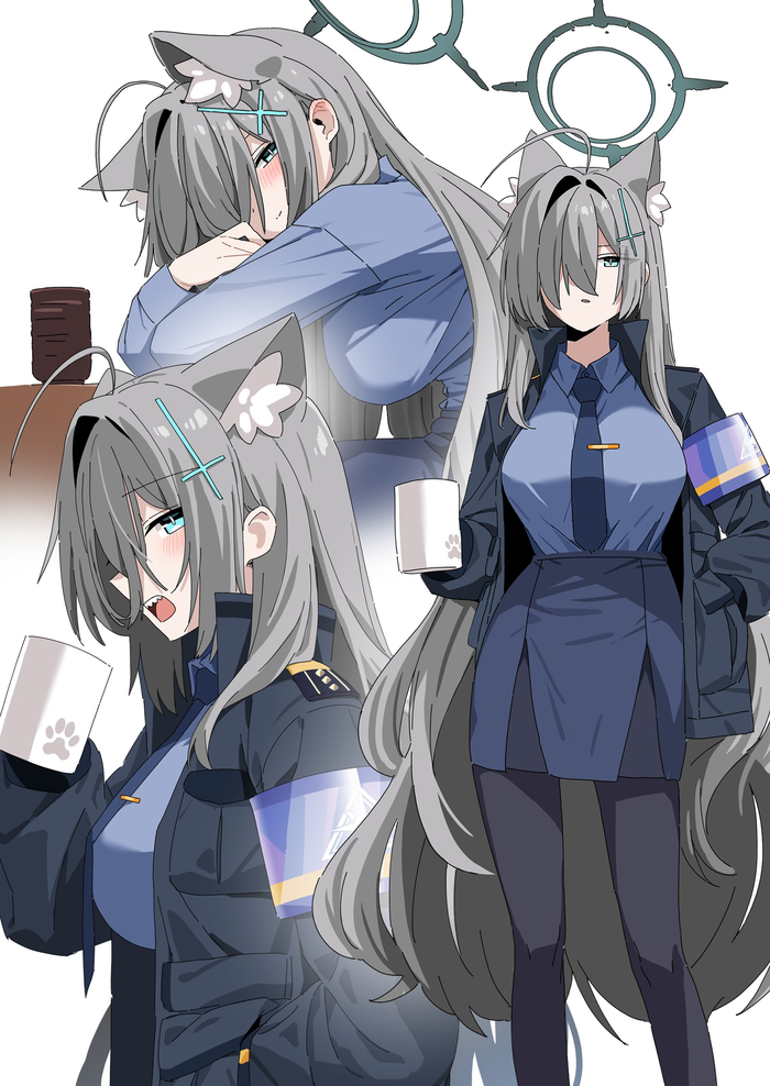 Sunaookami Kanna Blue Archive, Sunaookami Shiroko, Ogata Kanna, , , , Anime Art, , Animal Ears, Shiroko Terror