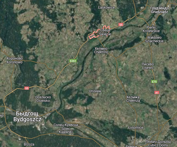 Швеце-над-Вислой (Свеце) на картах Google.