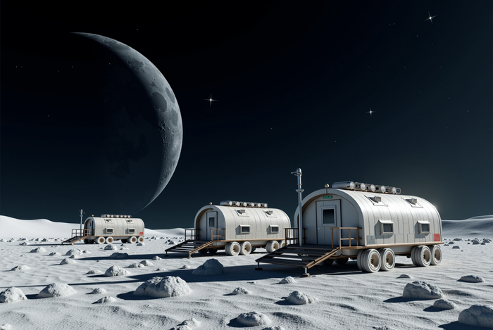 ИИ нарисовала рендер станции из бытовок. Выглядит вполне реалистично))