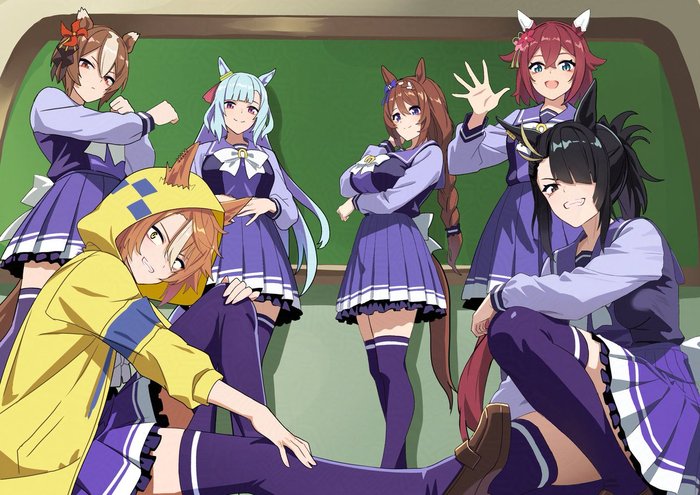,   ! , Anime Art, Uma Musume Pretty Derby, Yaeno Muteki, Mejiro Ardan, Super Creek, Sakura Chiyono o, Animal Ears, 