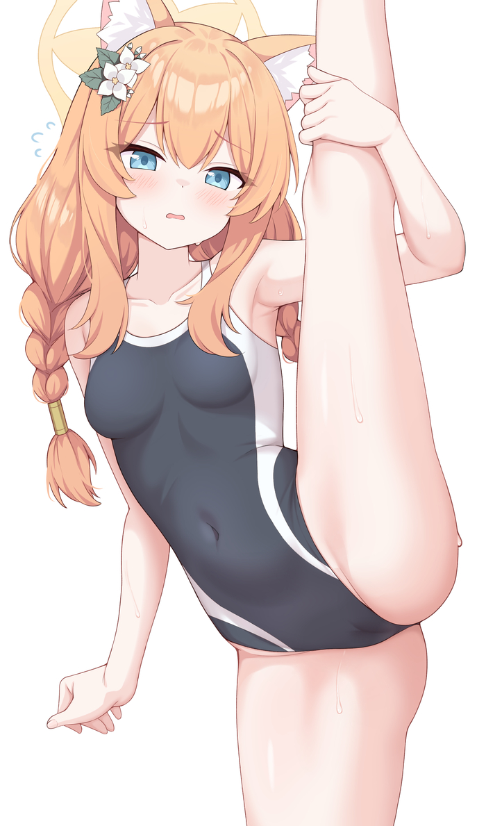 Iochi Mari #024 , Anime Art, Blue Archive, Iochi Mari, , , Animal Ears, One-piece swimsuit, ,  