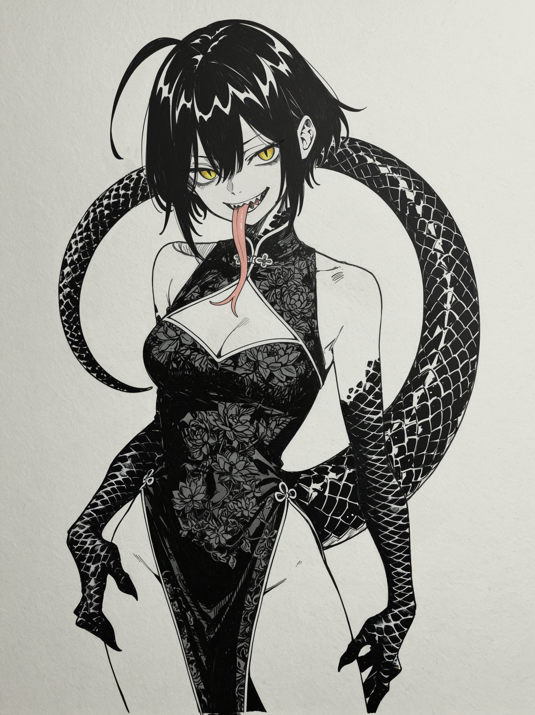 Язычок - Серия Генерированные картинки, Моё, Арты нейросетей, Anime Art, Арт, Monster Girl