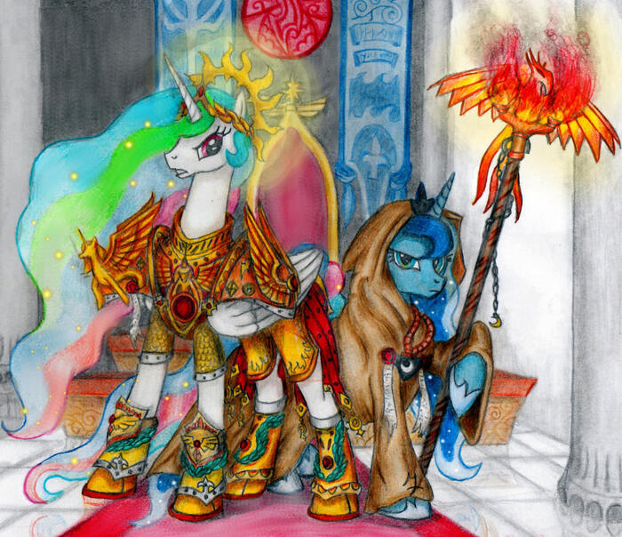  My Little Pony, Ponyart, Princess Luna, Princess Celestia, MLP Crossover, Warhammer 40k,  , Malcador Sigillite