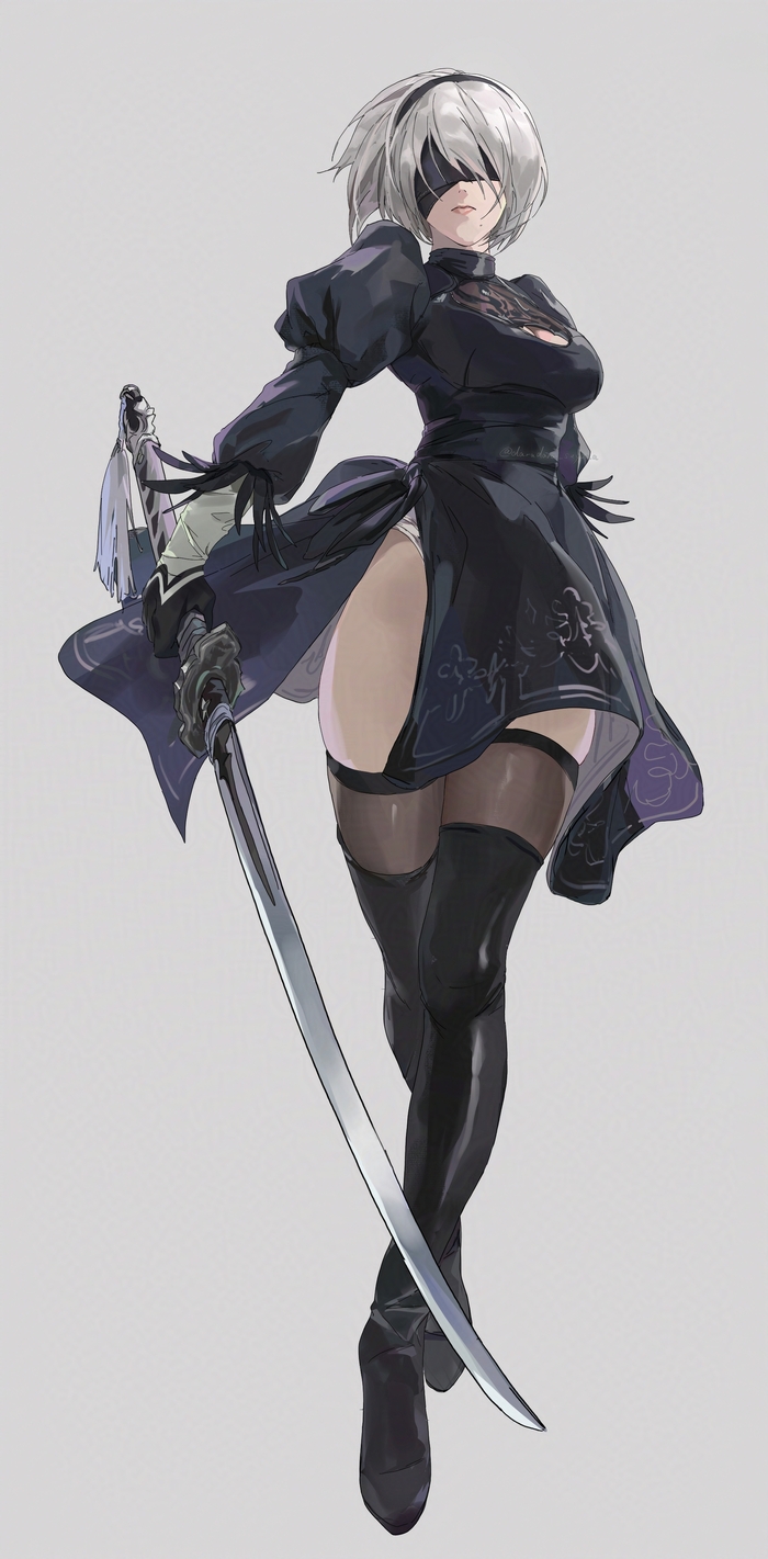 YoRHa 2b , Anime Art, Nier Automata, Yorha unit no 2 type B, , 
