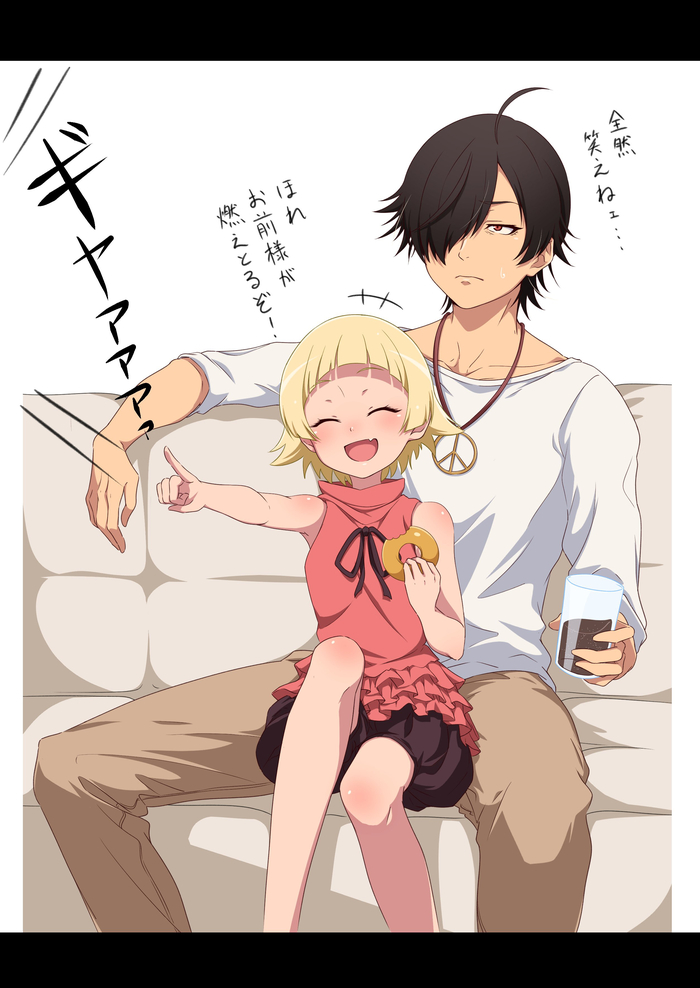  Anime Art, , Monogatari series, Shinobu Oshino, Araragi Koyomi, Loli, Pixiv