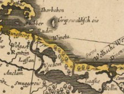 ������ (Wineta) �� ����� Daniae Nova Descriptio - Description du Royme. de Danemarck et des costes de la mer Baltiq. . . . 1644 (Jean Boisseau).