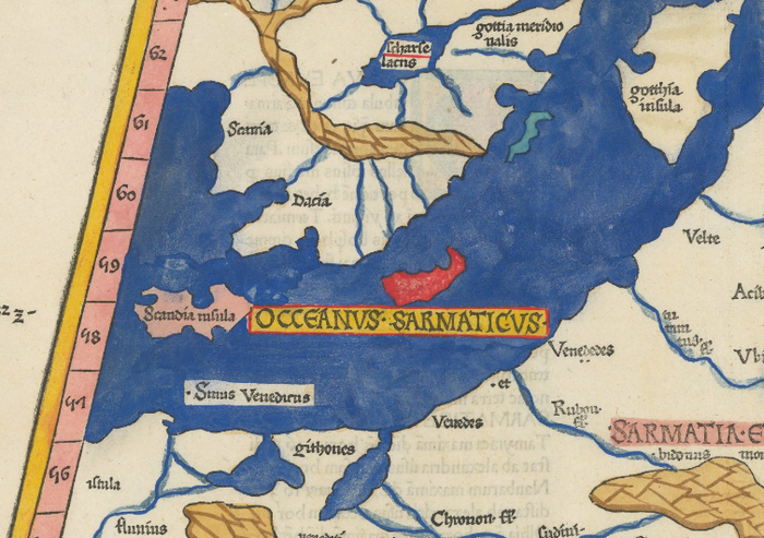    XV . .  (1409 - 1496) Octava Europe Tabula [Eighth Map of Europe], 1486.  "scandia insula"     -   .
