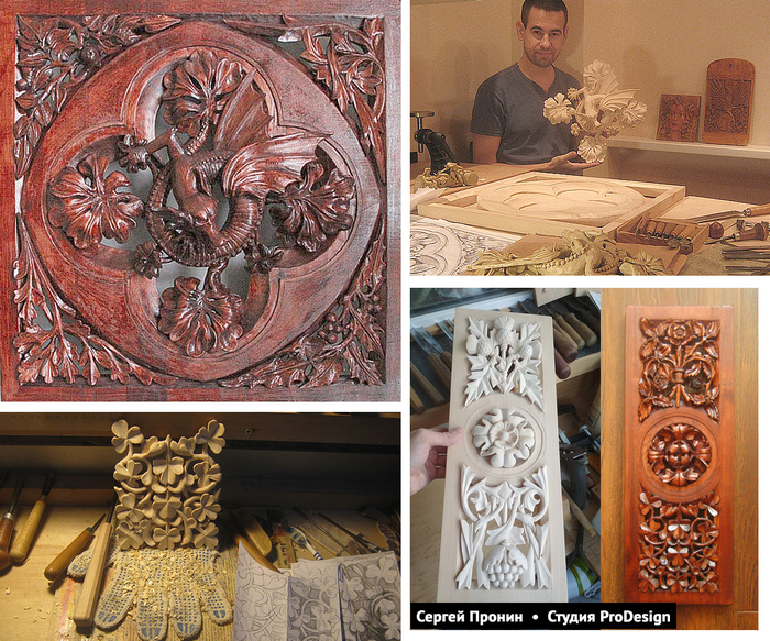 Резной викторианский триптих по мотивам рисунков английского архитектора и рисовальщика Джеймса Каллинга